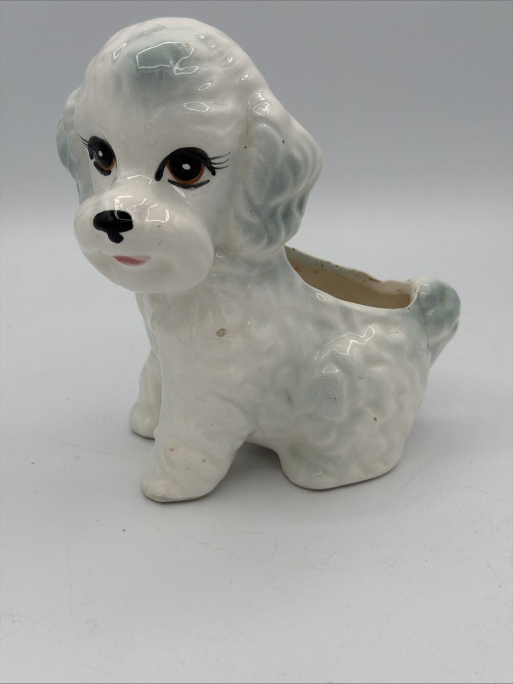 POODLE Dog Planter Vase Inarco Japan 7” MCM Vintage Puppy 50s 60s kitsch ceramic